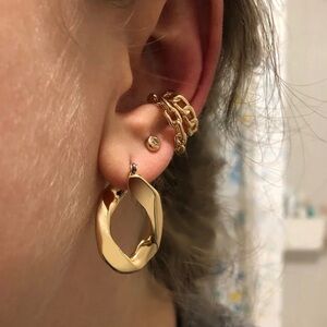 18K Gold Plated Flat U-Shaped Hoop Earrings